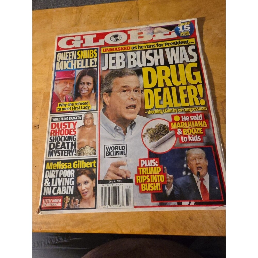 Globe Magazine 7/6/2015 Dusty Rhodes Donal Trump Jennifer Aniston WWE NWA
